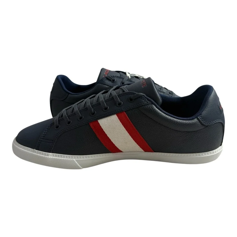 New Lacoste Grad Vulc‎ 120 Low Top Navy Leather Lifestyle Sneaker Men Size 13